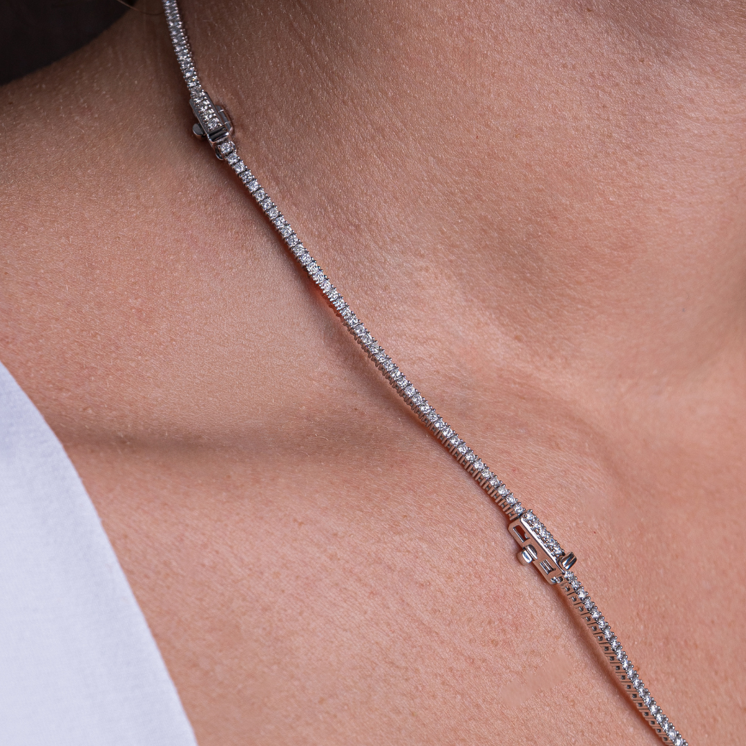 TENNIS NECKLACE WITH EXTENSION 4CT 14KWG