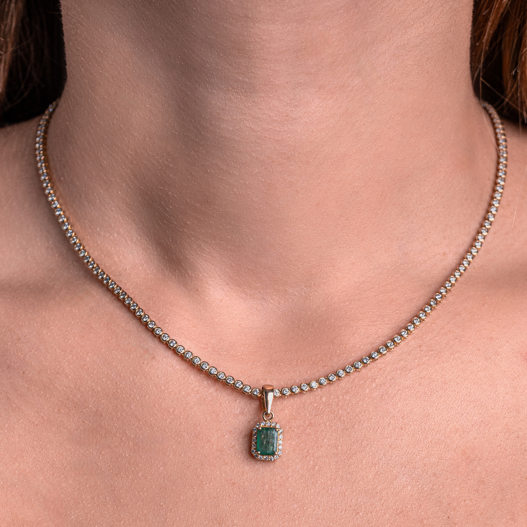 BEZELSET TENNIS NECKLACE 3.50CT 14KYG