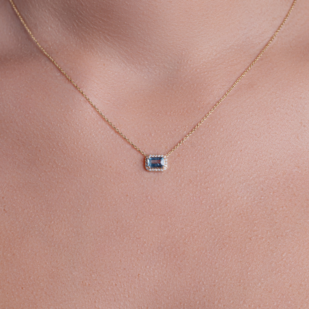 AQUAMARINE NECKLACE 14KYG