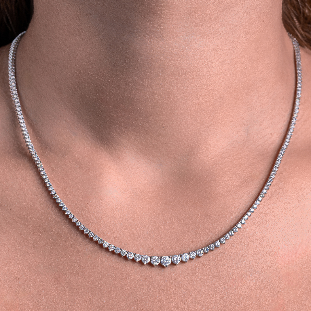 GRADUATED TENNIS NECKLACE 5.00CT 14KWG