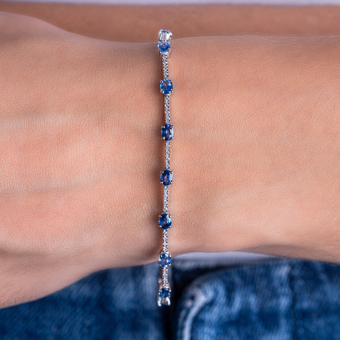 HEATED SAPPHIRE BRACELET 14KWG