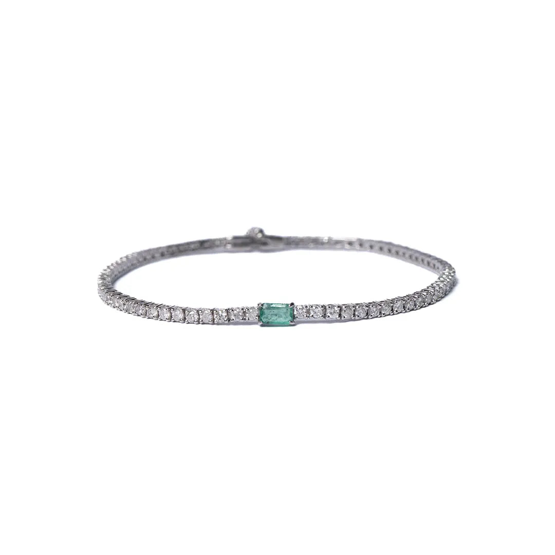 Tennis Bracelet With Emerald Stone