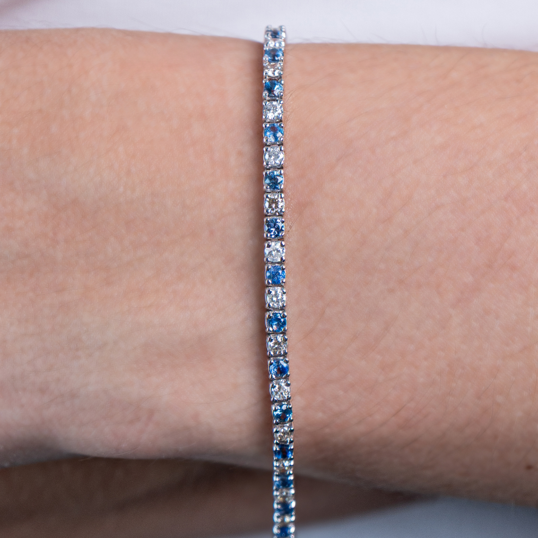 Tennis Bracelet Blue Sapphire & Diamond