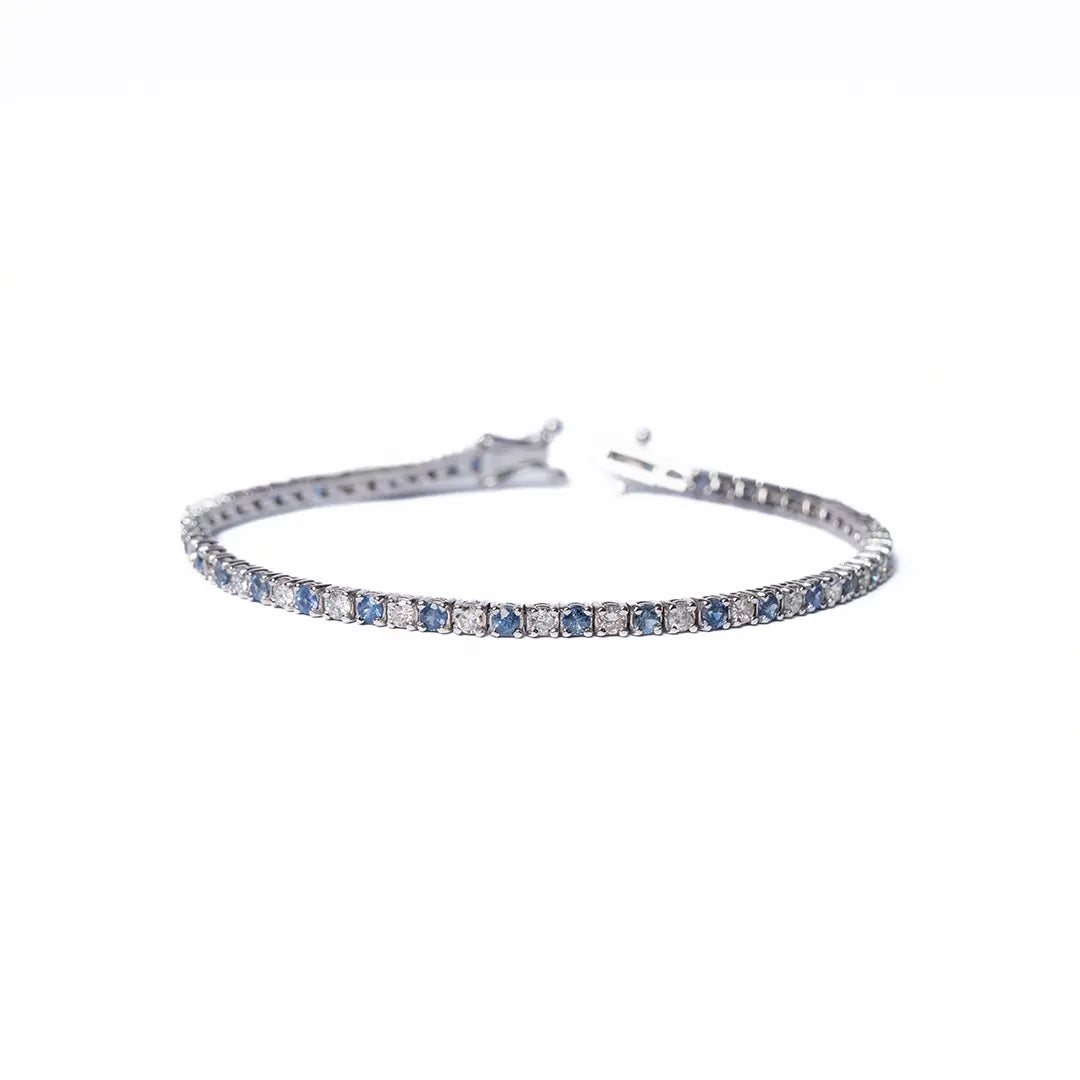 Tennis Bracelet Blue Sapphire & Diamond