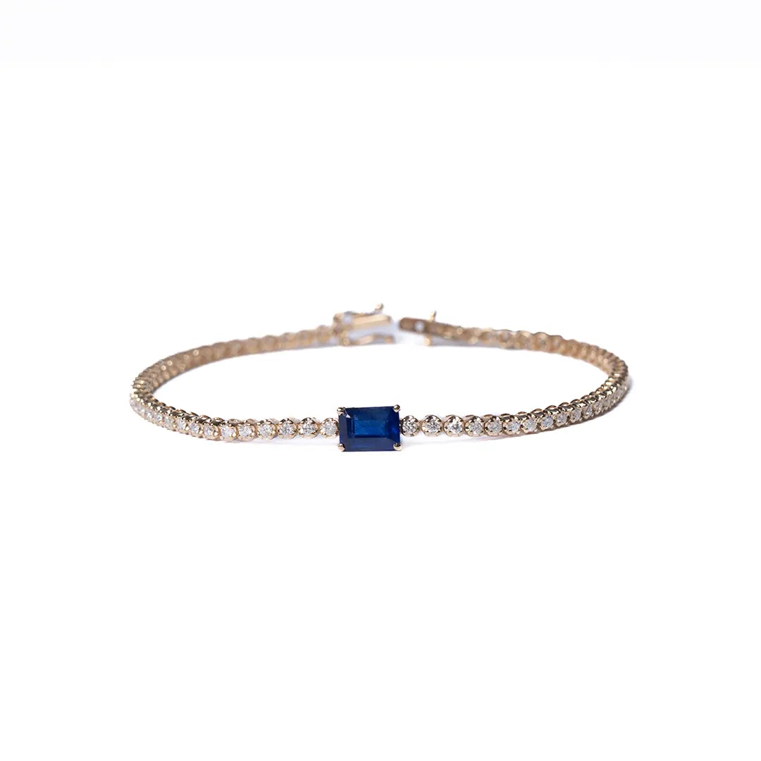 Tennis Bracelet With Blue Sapphire Stone