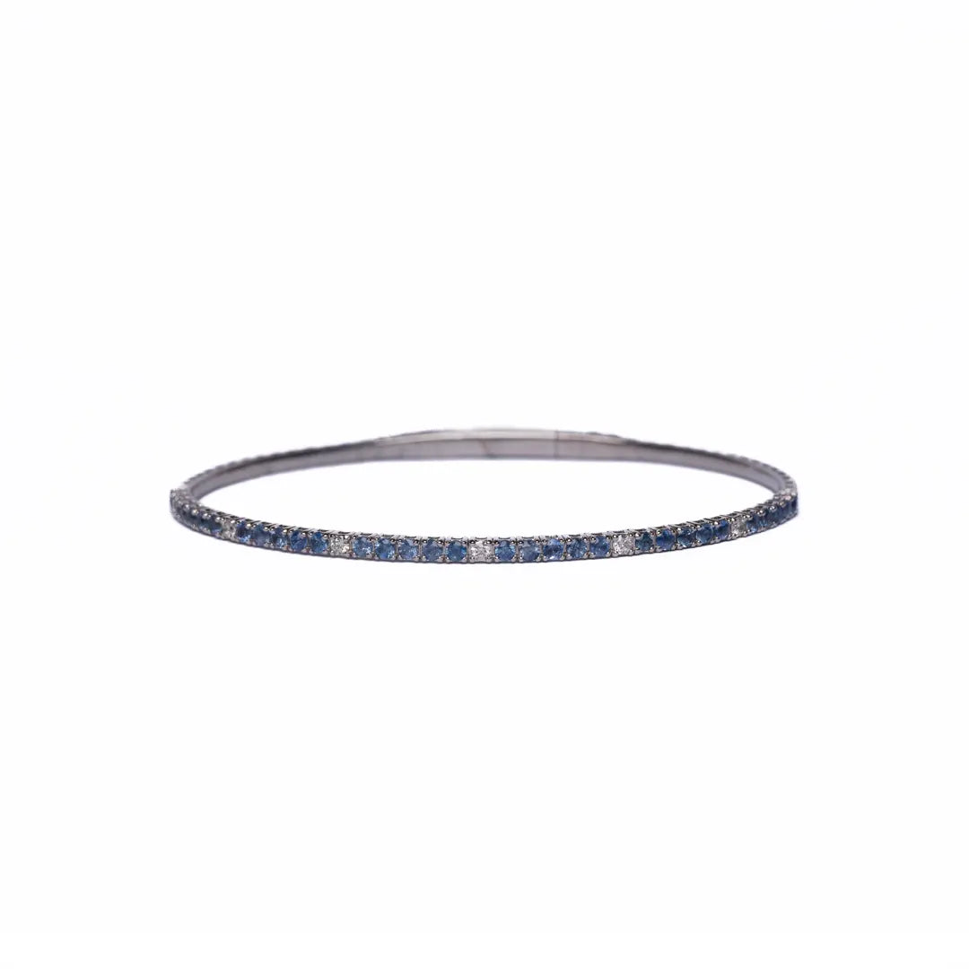 Flexbangle Blue Sapphire & Diamonds