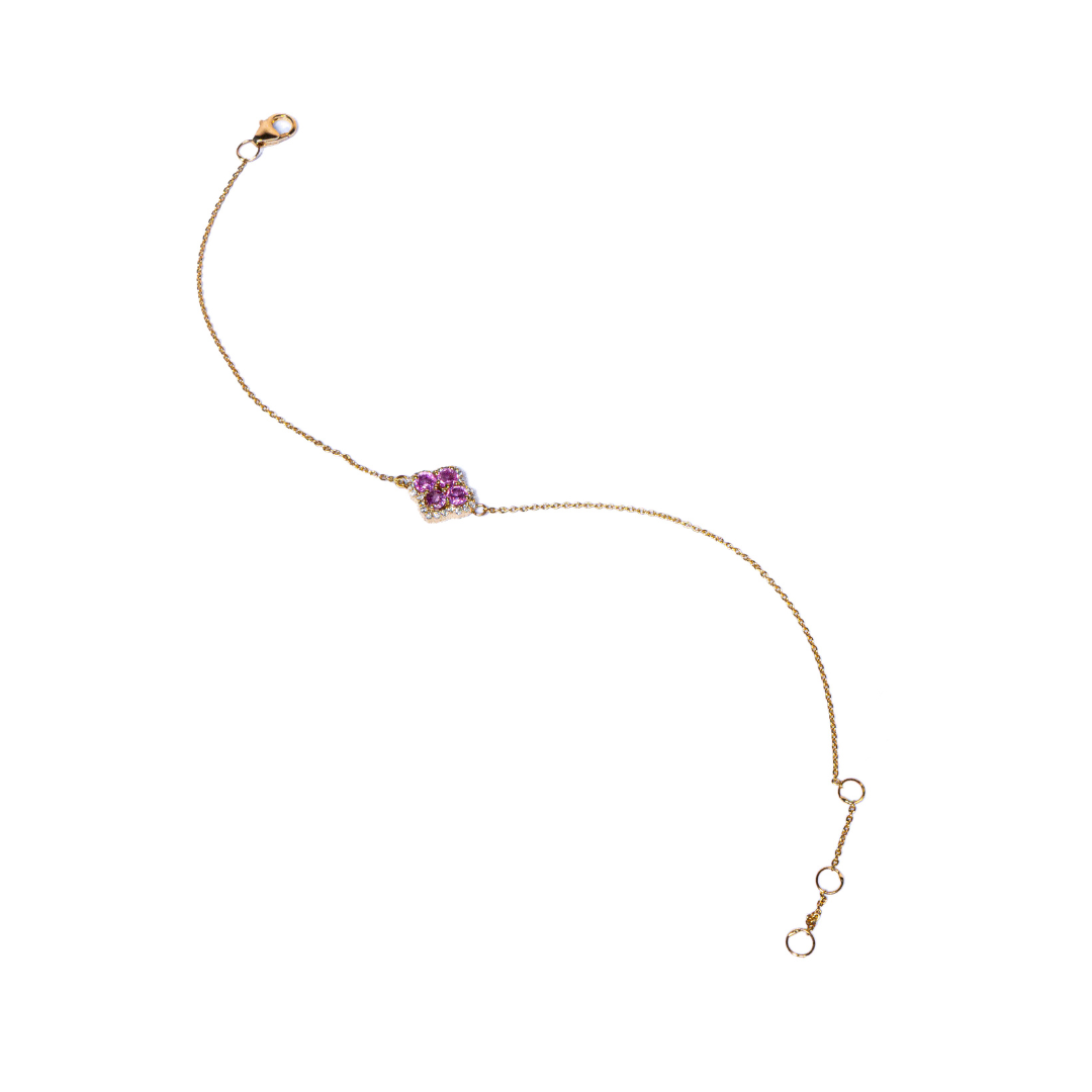 Pink Sapphire Flower Bracelet