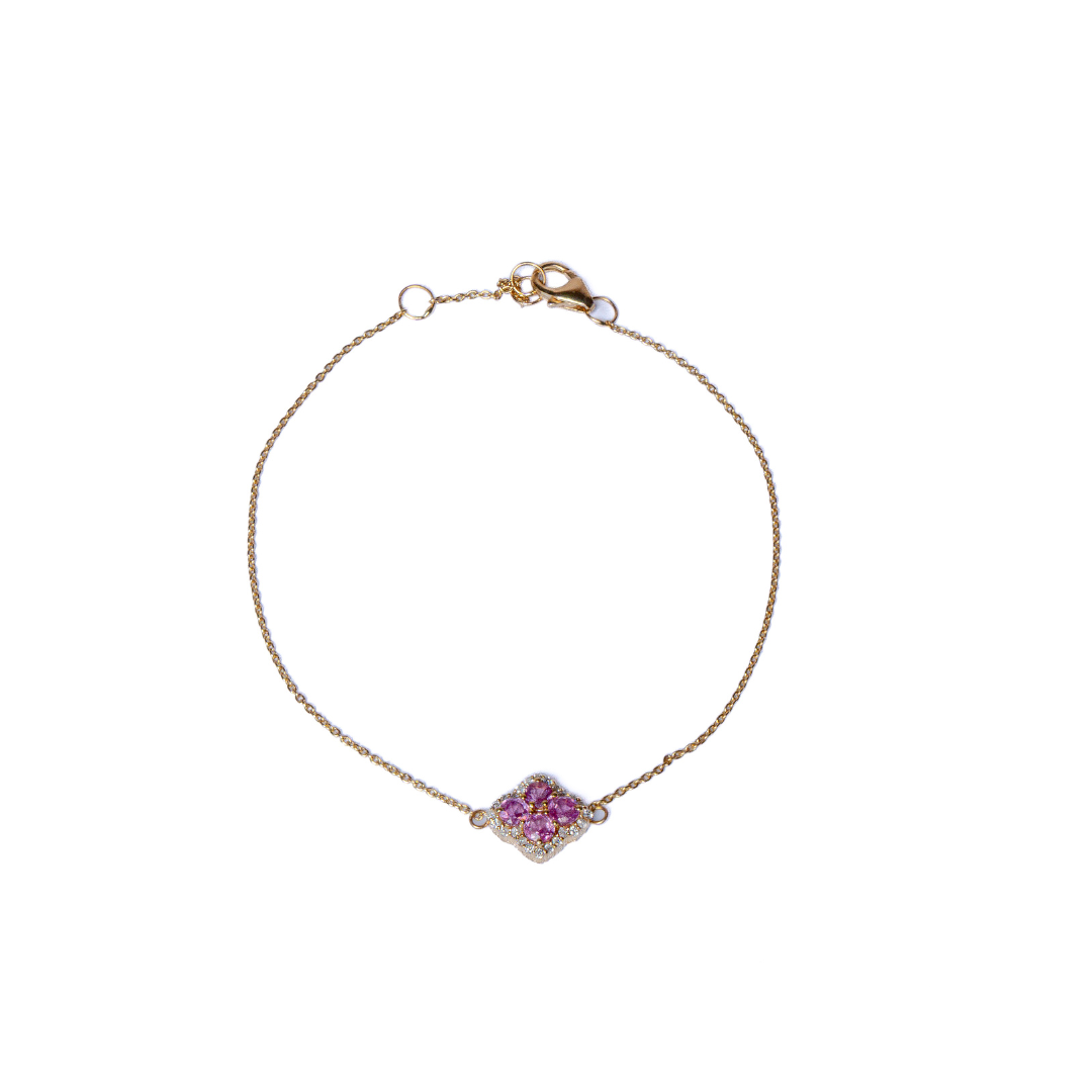 Pink Sapphire Flower Bracelet