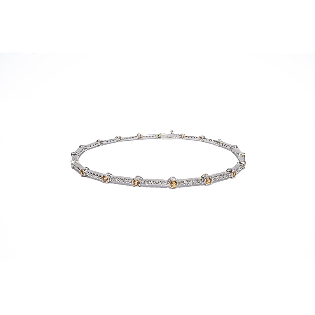 Bracelet 0.70ct. Diamond & 0.75 ct. Yellow Sapphire 18KW
