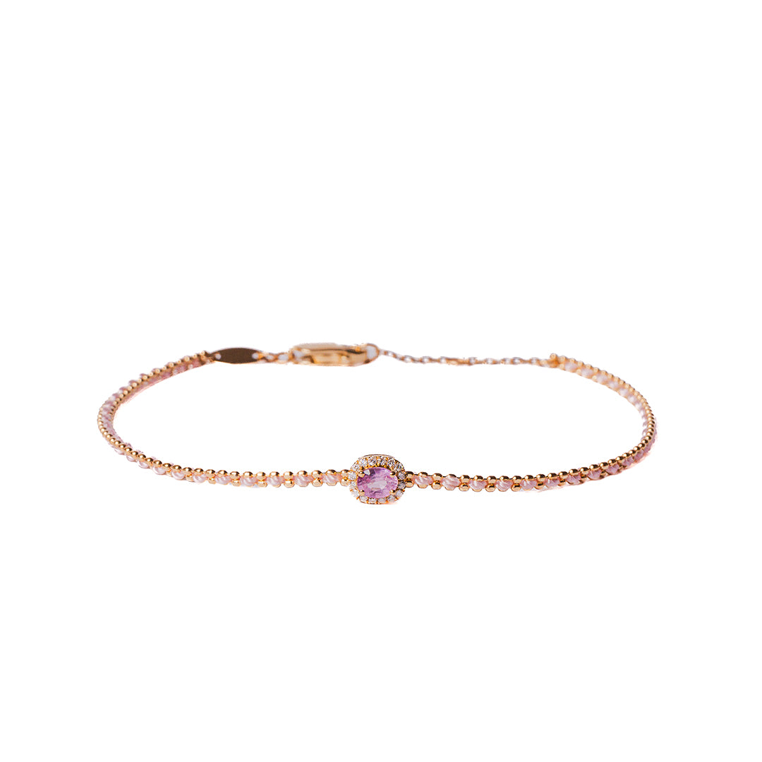 Pink Sapphire Silk Gemstone Bracelet 18K