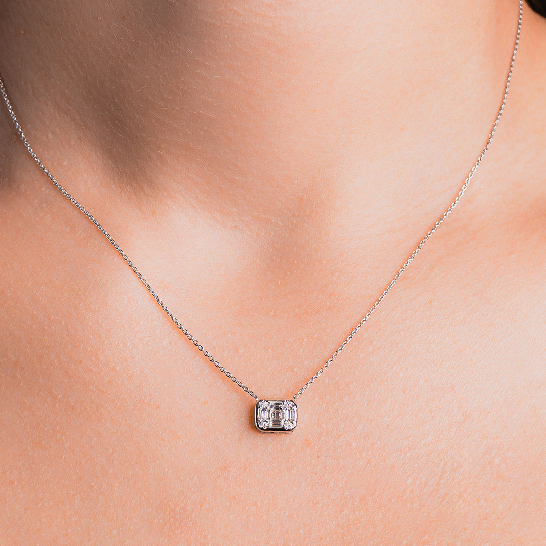 Baguette Diamond Necklace 14KW