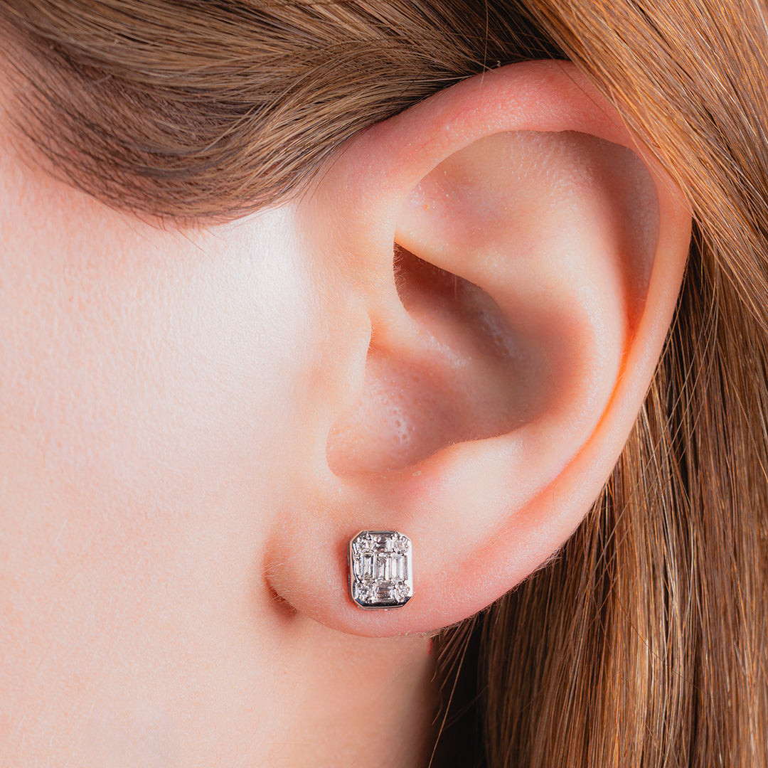 Baguette Diamond Studs 14K