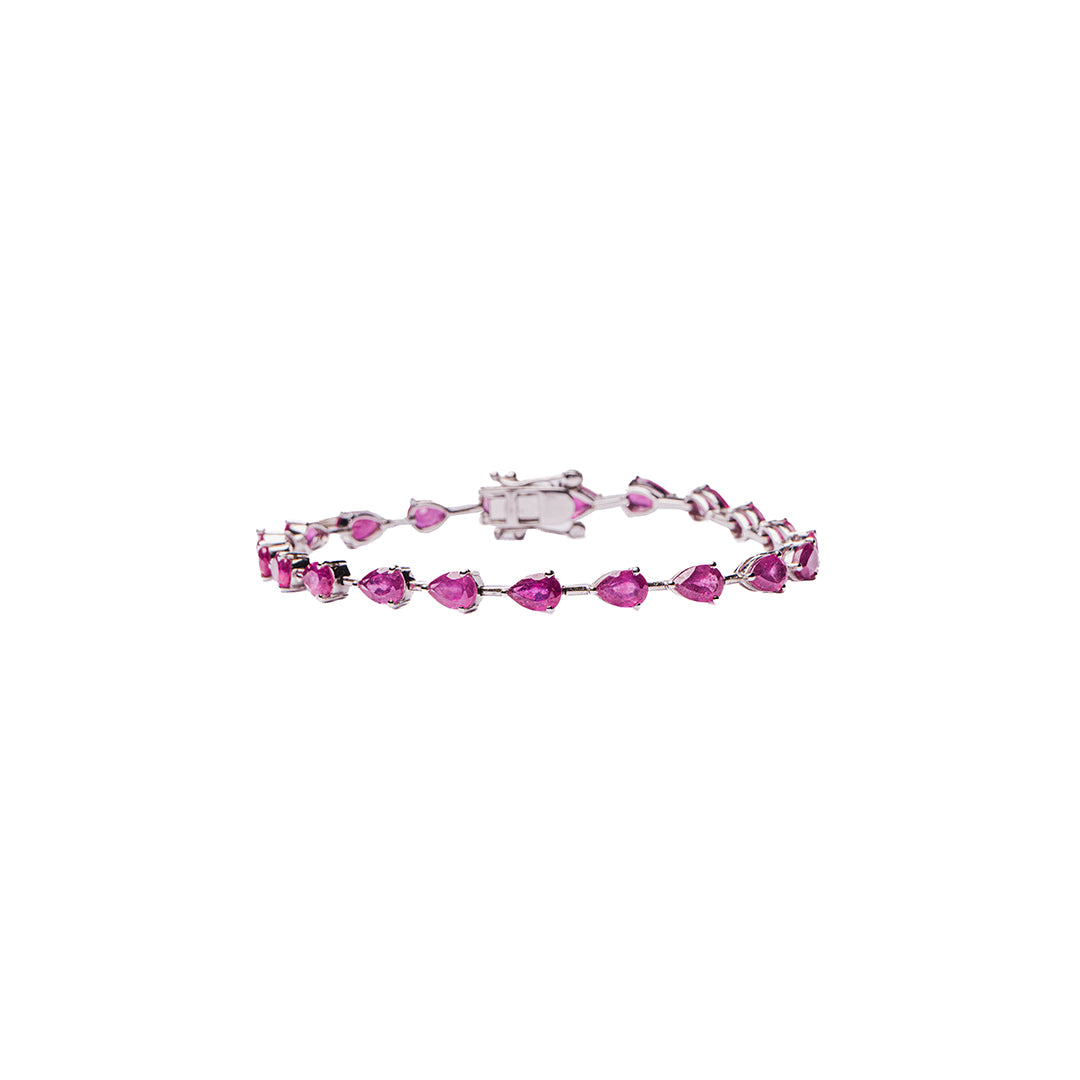 Tennis Bracelet Pear Shaped Ruby 14KW