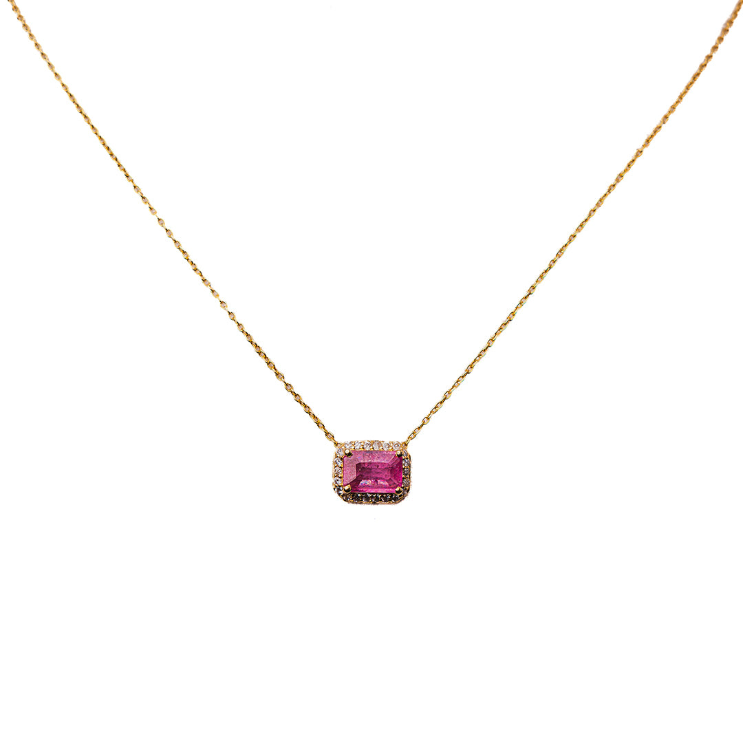 Pink Sapphire Necklace 14K