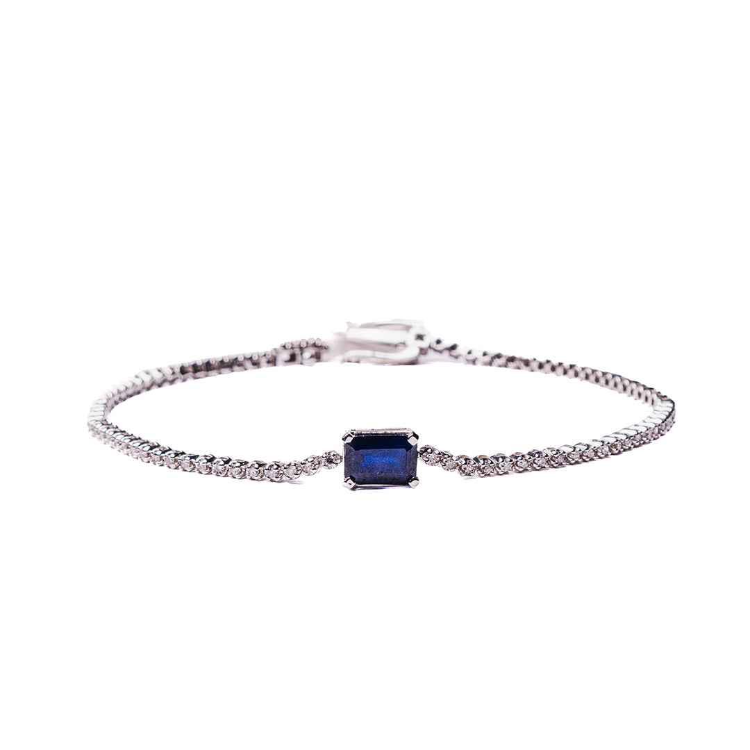 Tennis Bracelet Blue Sapphire Stone 14KW