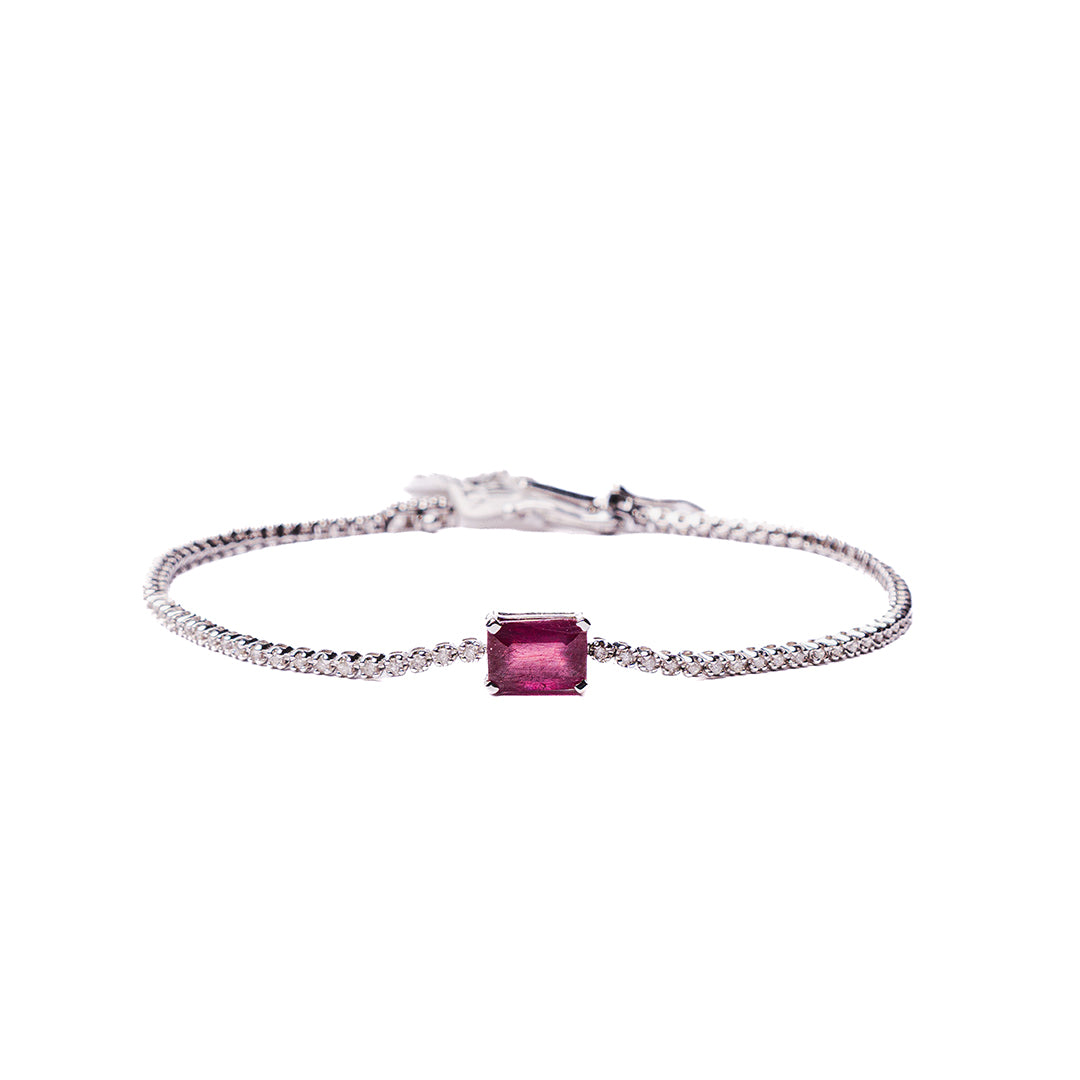 Tennis Bracelet Ruby Stone 14KW