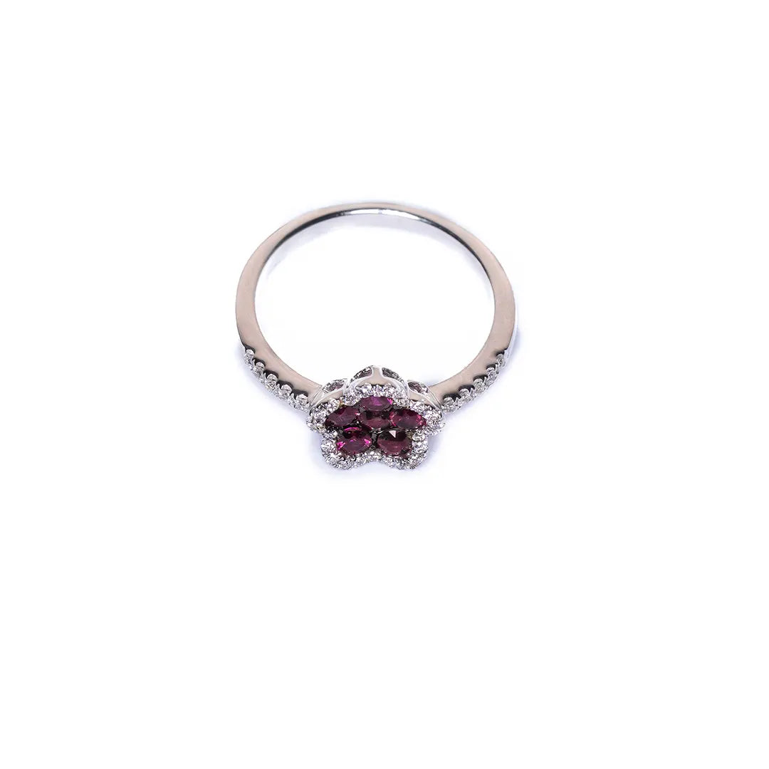 Ruby Flower Ring 18KW