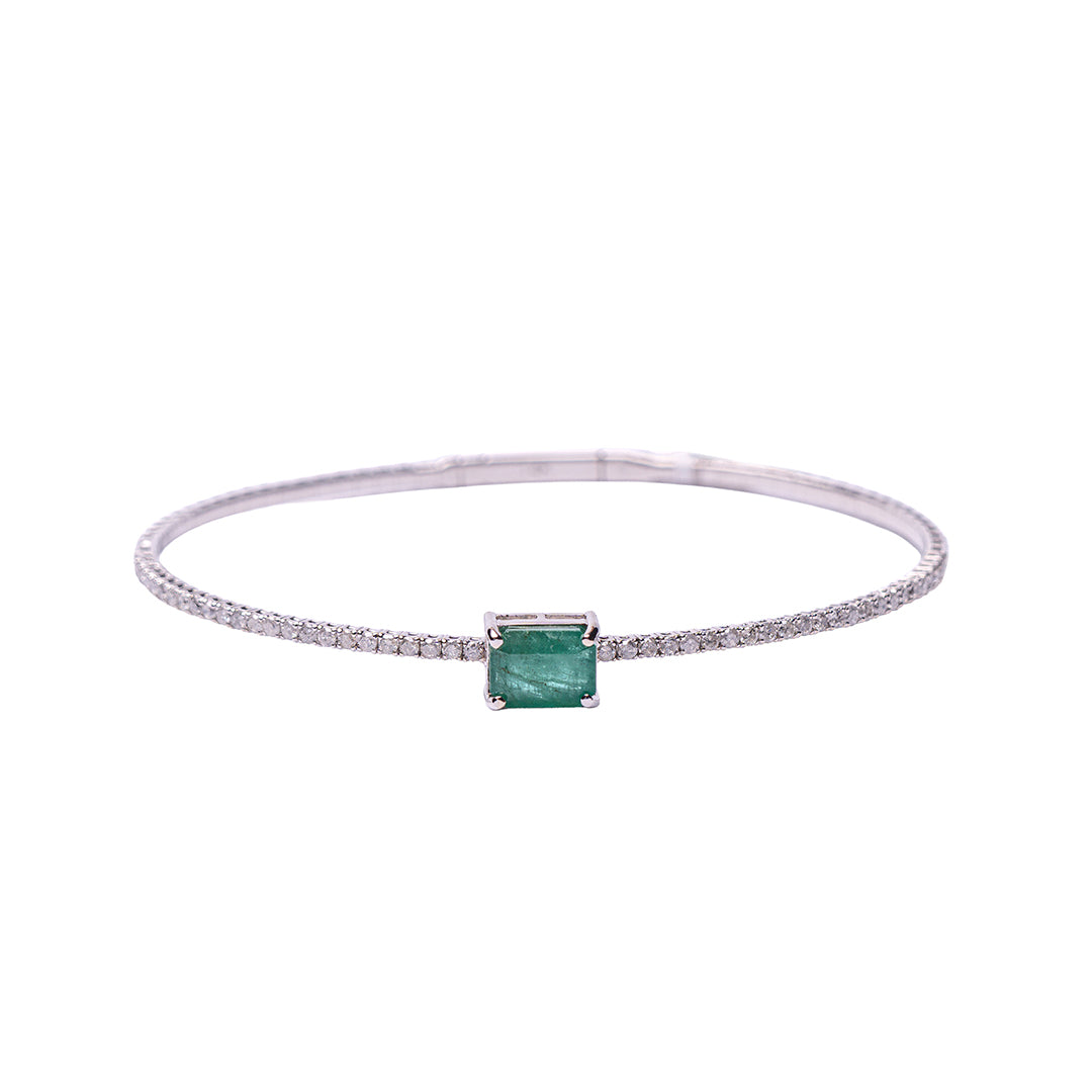 EMERALD FLEXBANGLE 14KWG