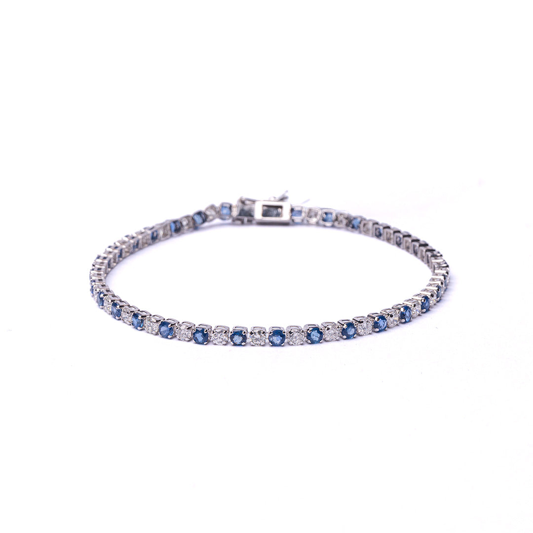 BLUE SAPPHIRE & DIAMOND BRACELET 14KWG