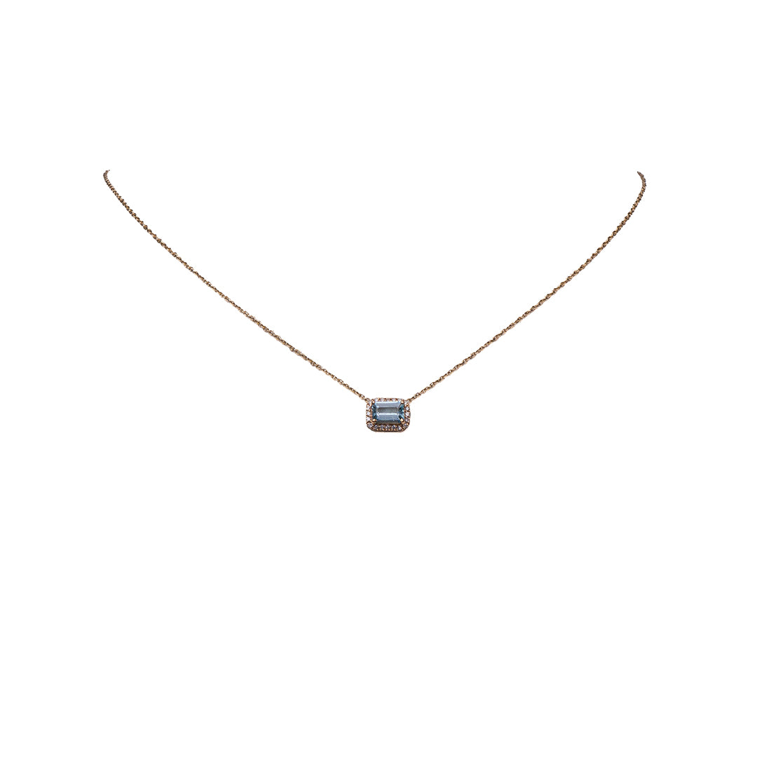 AQUAMARINE NECKLACE 14KYG