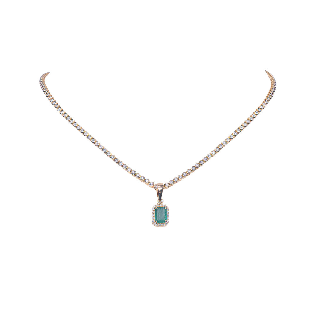 BEZELSET TENNIS NECKLACE 3.50CT 14KYG