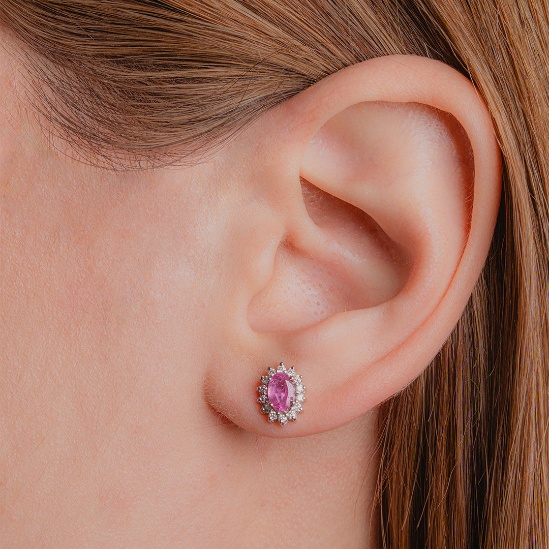 Pink Sapphire Studs 14KW