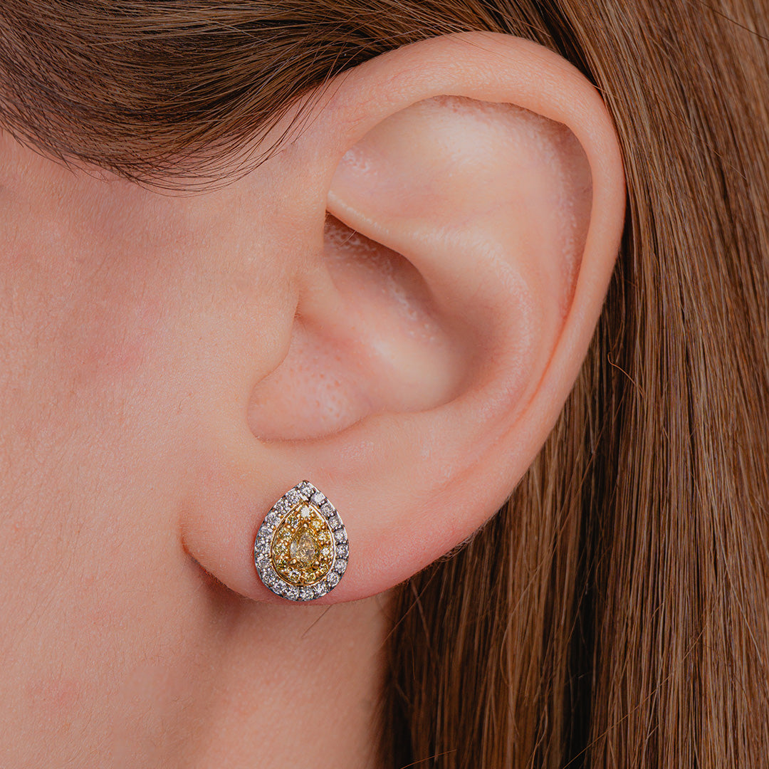 Yellow Pear Shape Diamond Earrings