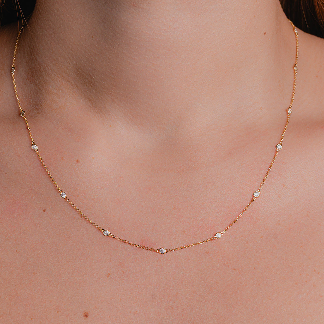 Bezel Diamonds Necklace 14K