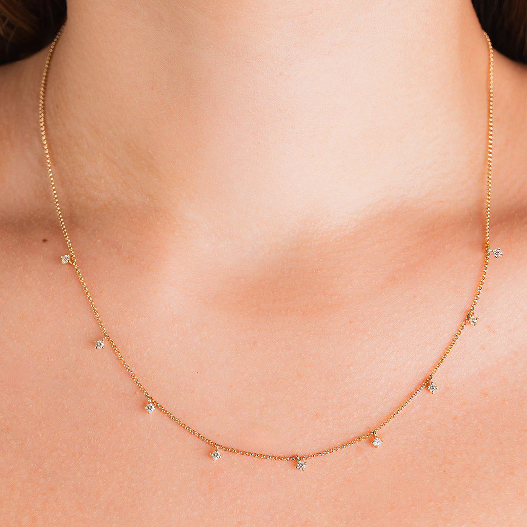 Diamonds Drop Necklace 14K