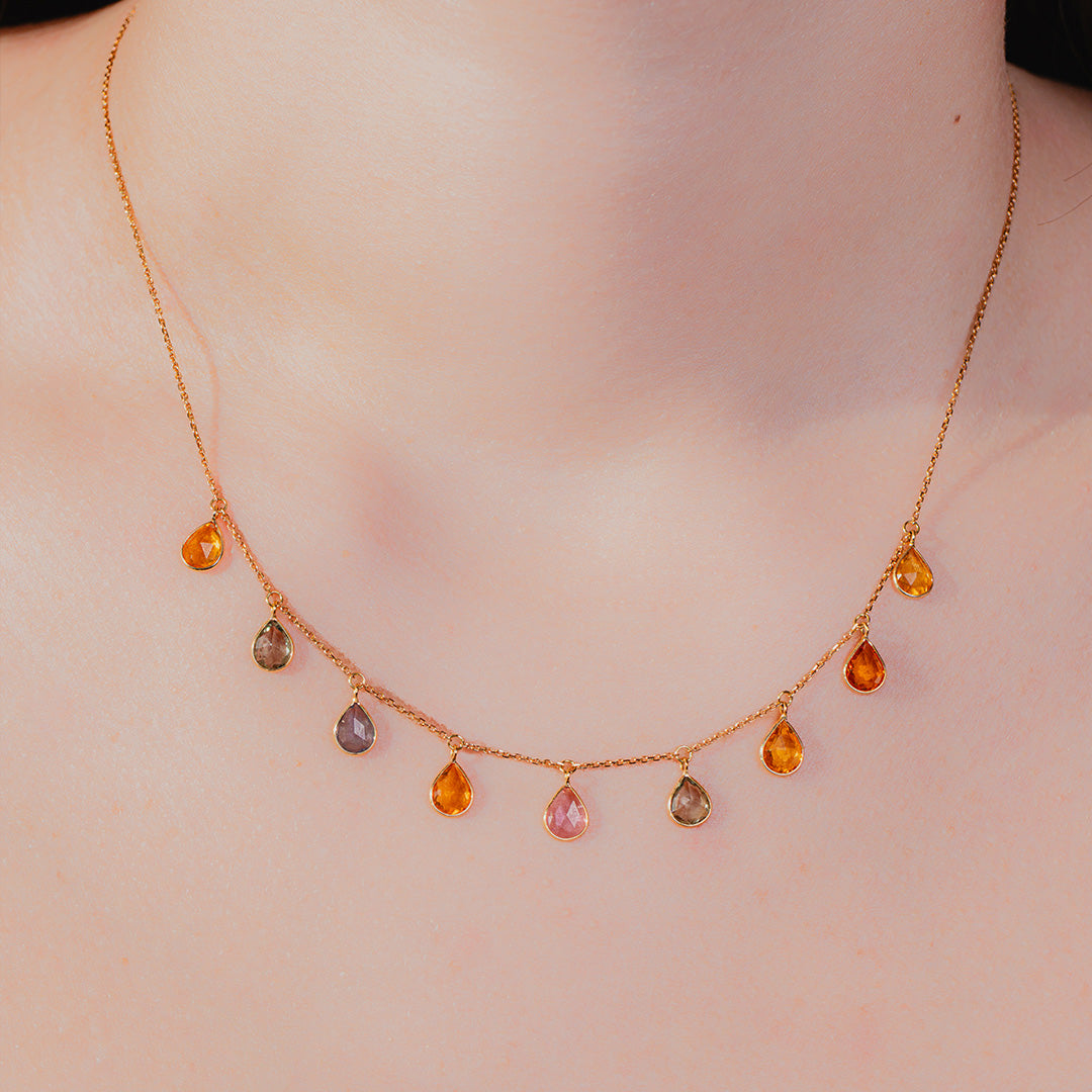 Multi Sapphire Tea Drop 18K