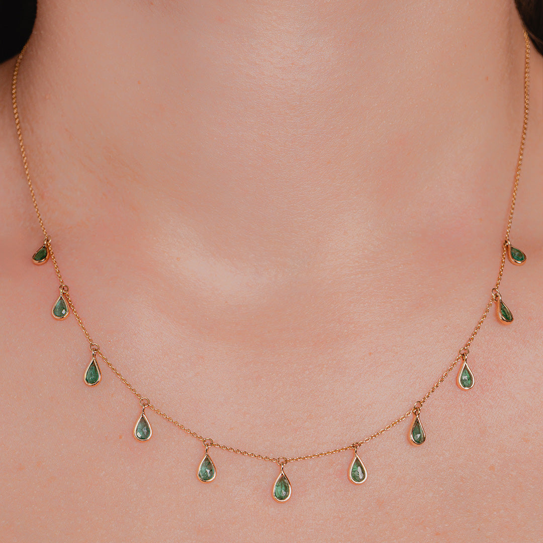 Emerald Pear Shape Dangle 14K