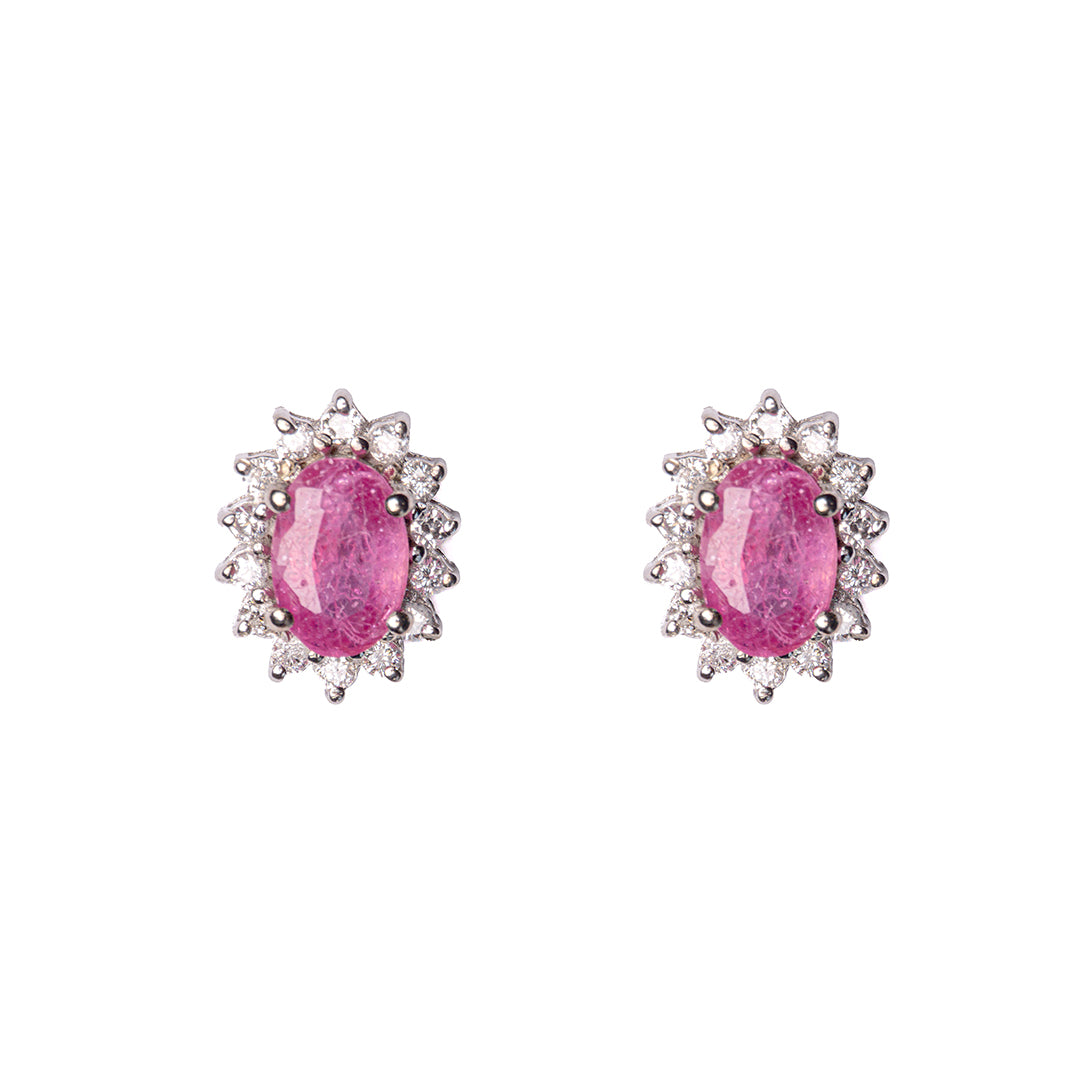 Pink Sapphire Studs 14KW