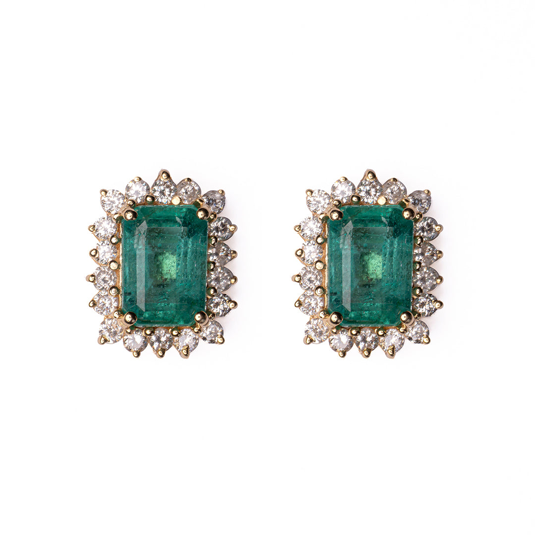 Emerald Studs 14K