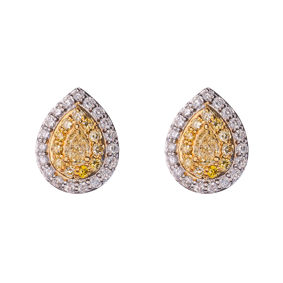 Yellow Pear Shape Diamond Earrings