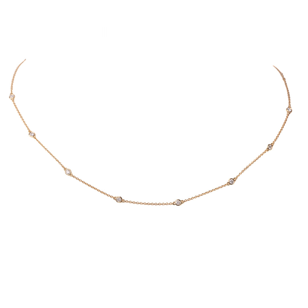 Bezel Diamonds Necklace 14K