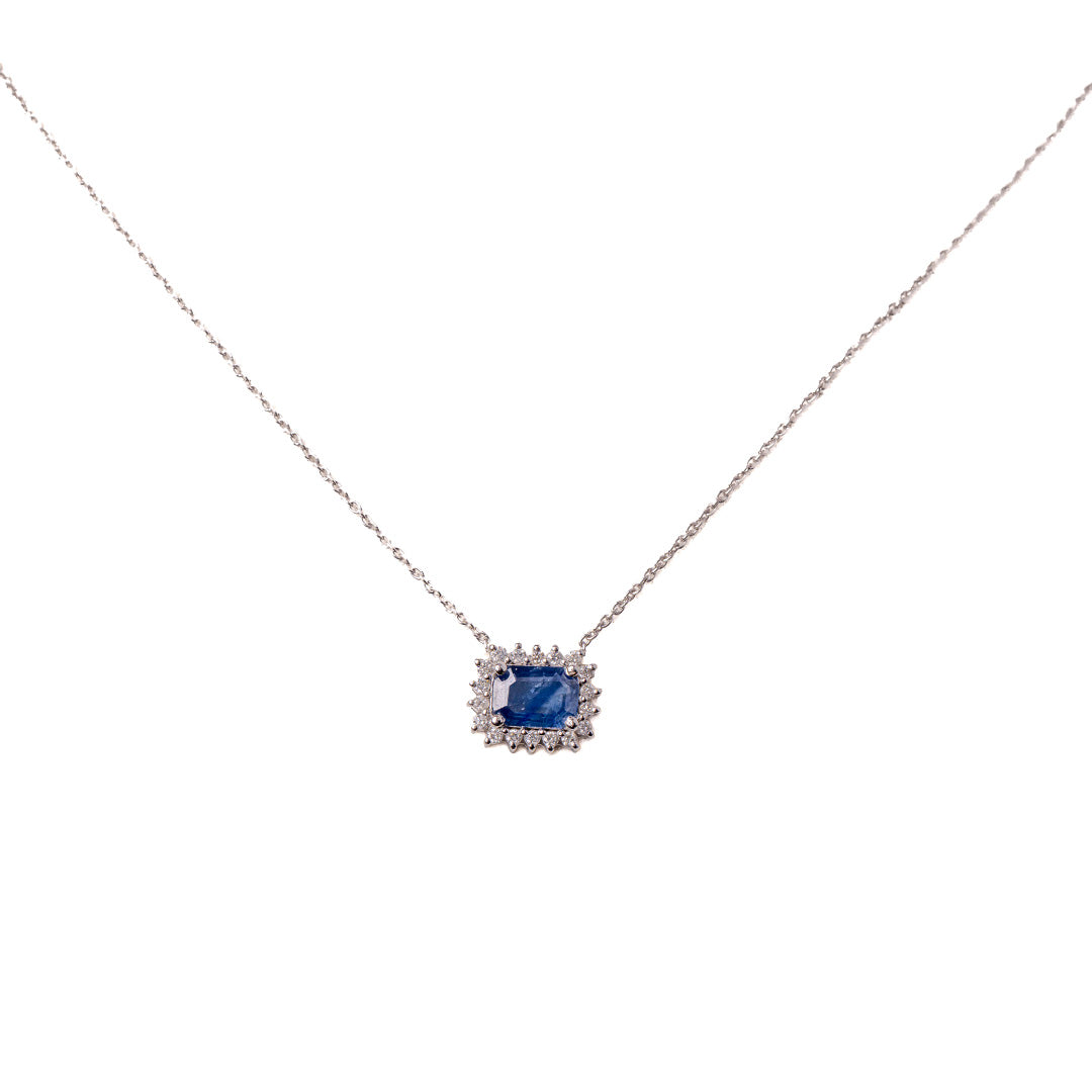 Blue Sapphire Necklace 14KW