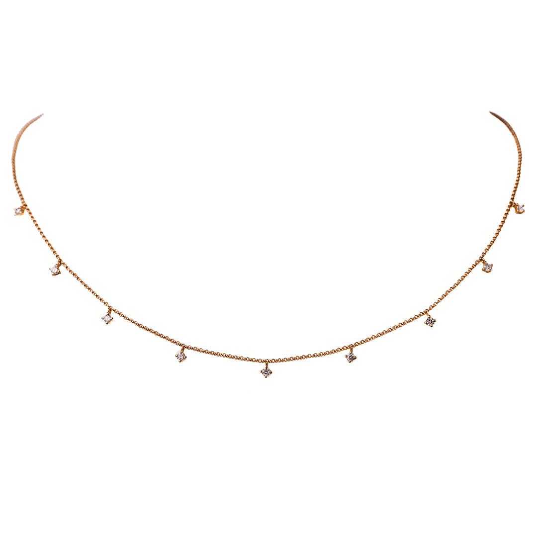 Diamonds Drop Necklace 14K