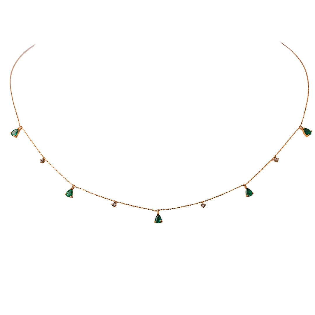Emerald Hanging Gemston Necklace 18K