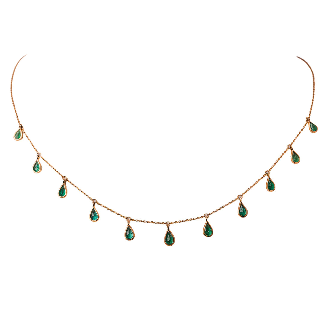 Emerald Pear Shape Dangle 14K
