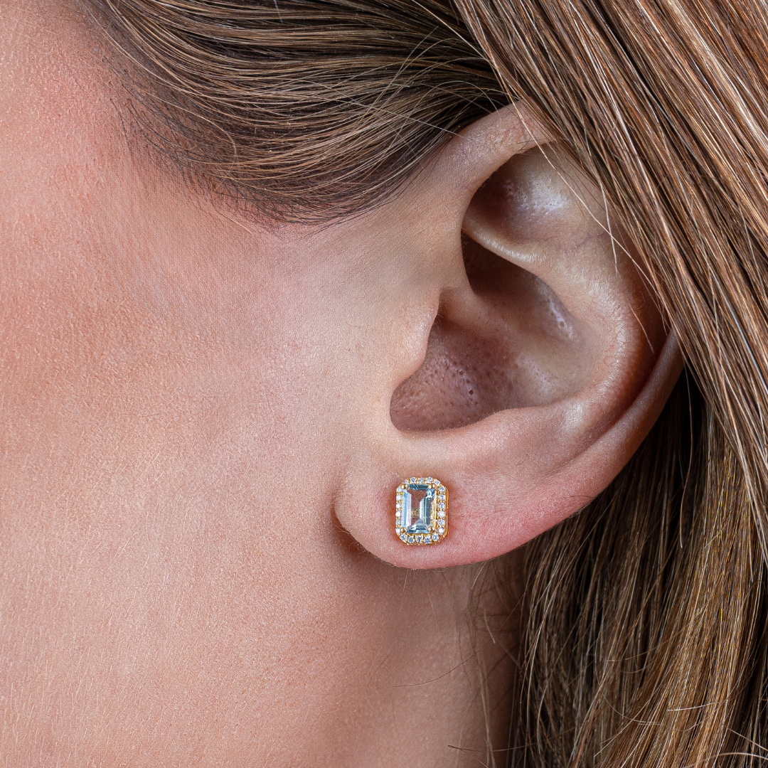 Aquamarine Studs 14K