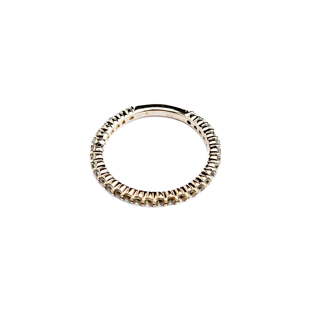 Ring Band 14K Yellow Gold Green Sapphire