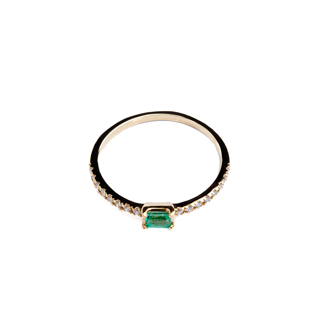 Ring Emerald .13CT DIA .15CT Yellow Gold wt 1.31gr