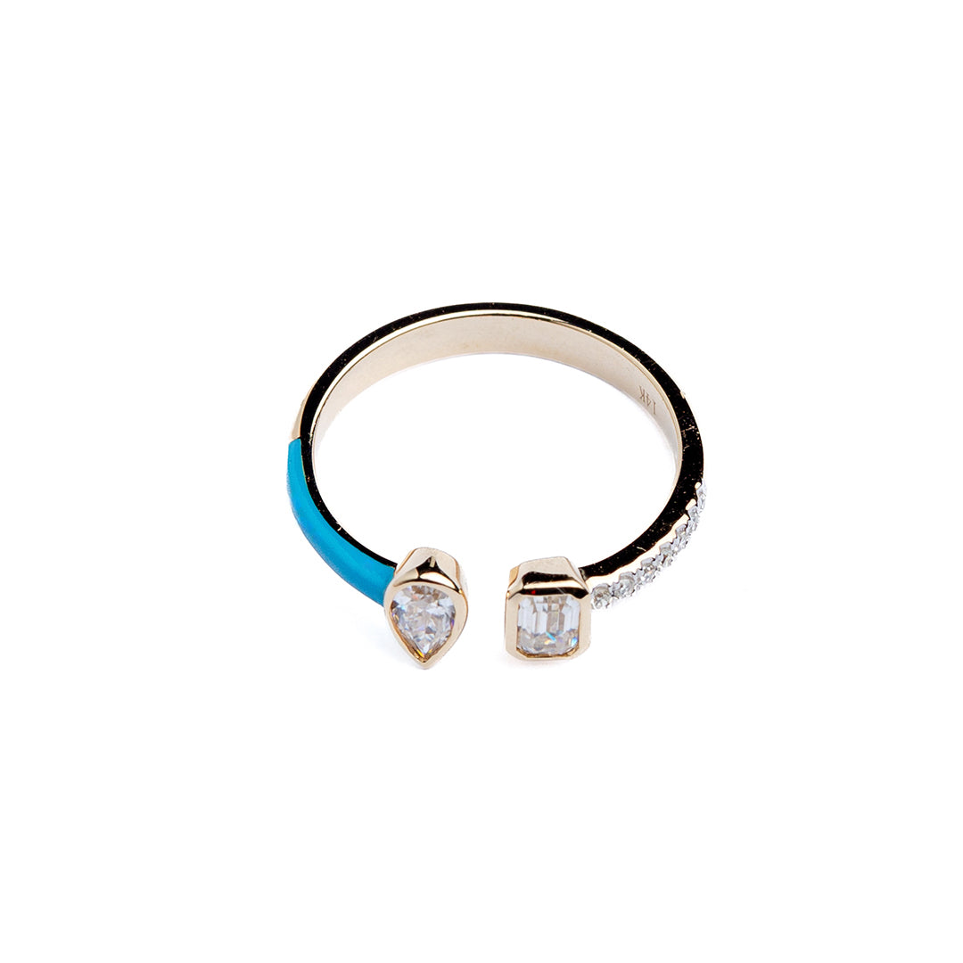 2 Stone Half Blue Half Dia 14K