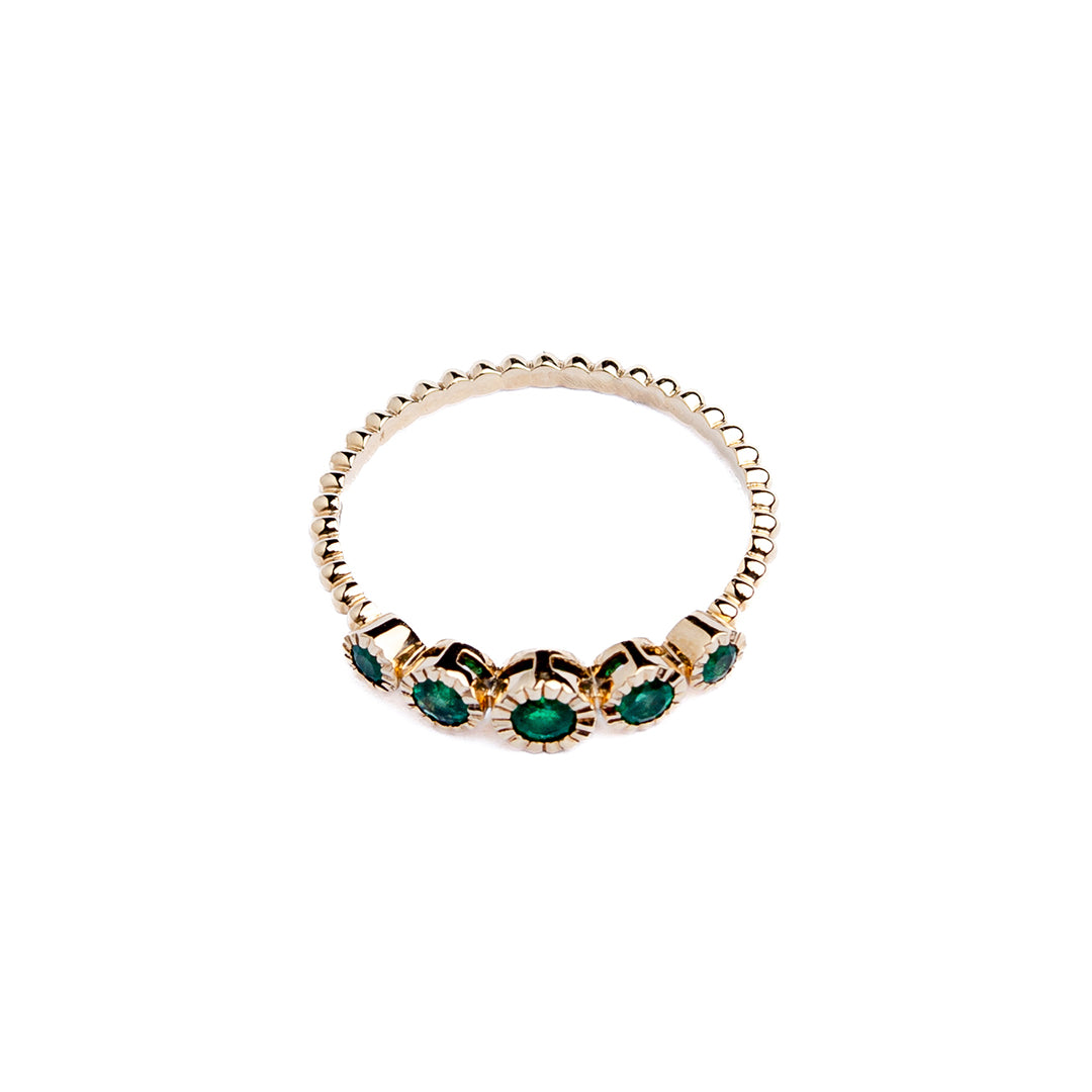 5 Stone Emerald Ring
