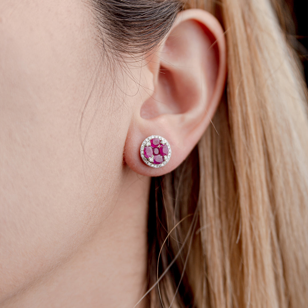 Earrings White Gold & Ruby