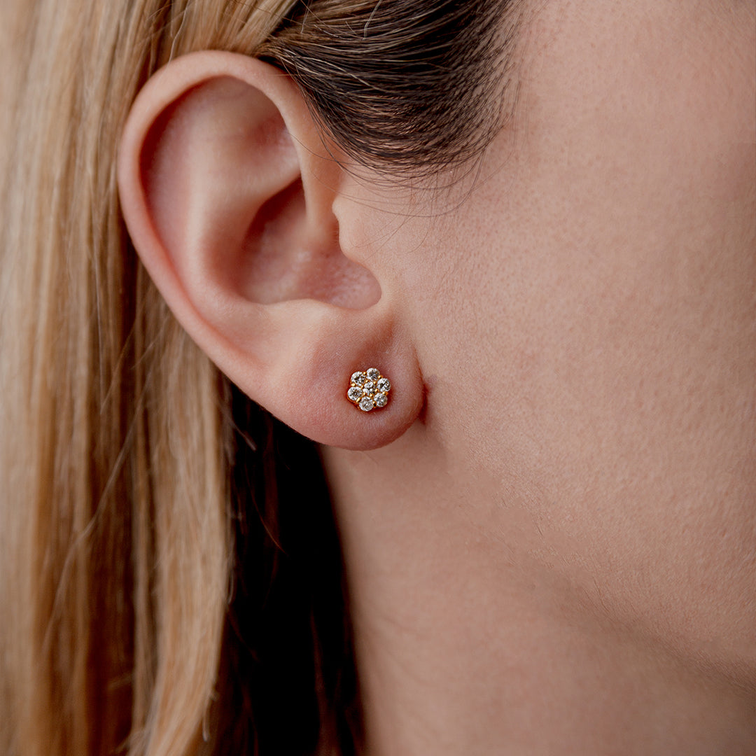 Yellow Gold Diamond Earrings 14K