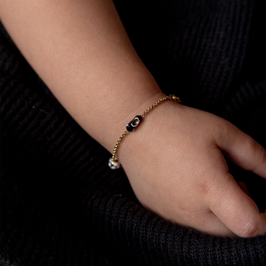 18K Yellow Gold Enamel Soccer Jersey and Cleats Bracelet 5.5 inches