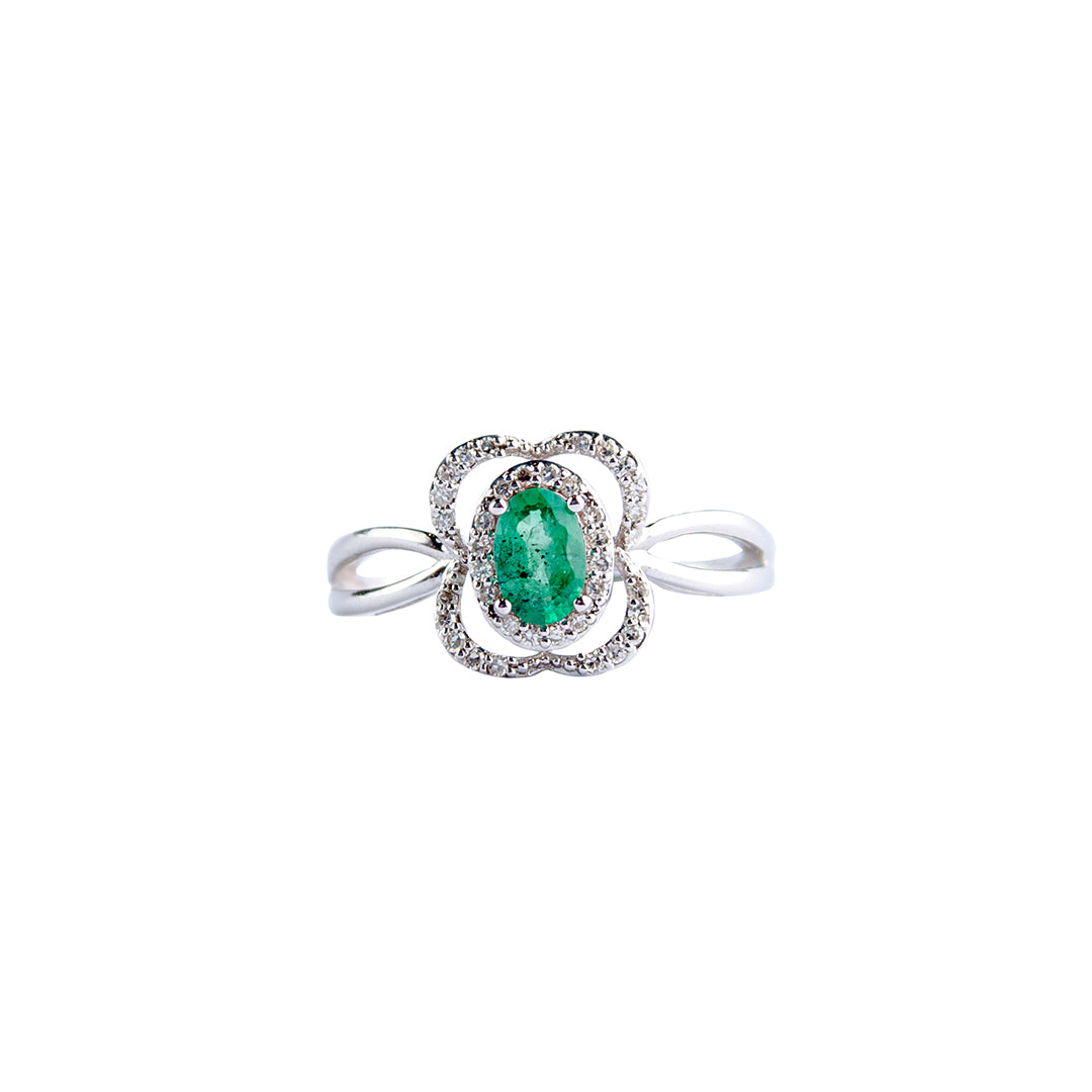 Ring 14K DIA 0.15CT Emerald White Gold