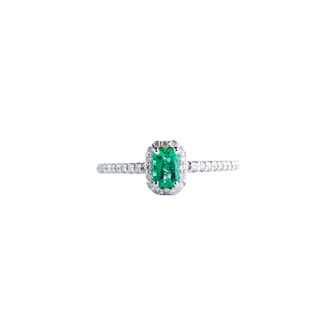 Ring 14KW DIA .40CT Emerald .80CT
