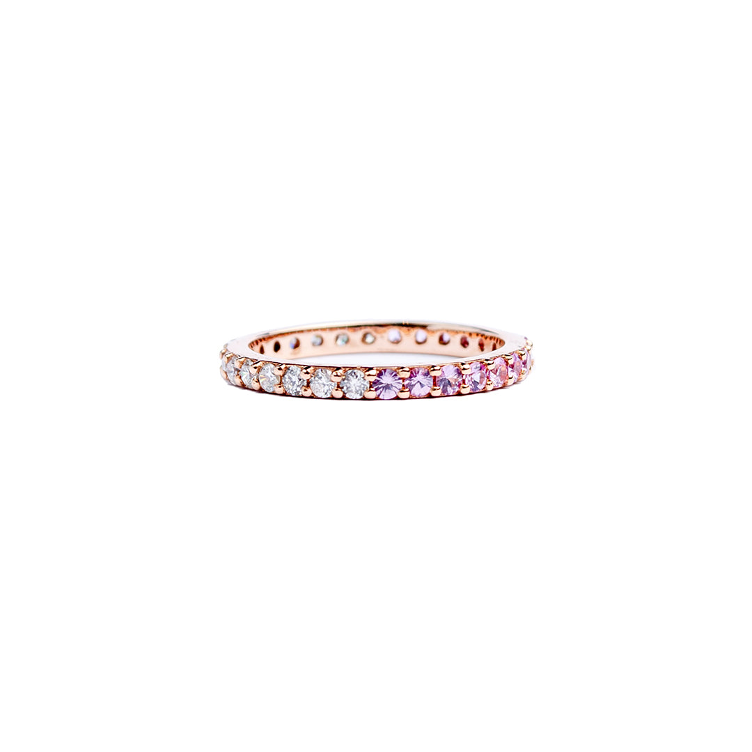 Ring 14K Pink Sapphire & Diamond Half Half Rose Gold